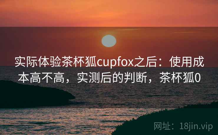 实际体验茶杯狐cupfox之后：使用成本高不高，实测后的判断，茶杯狐0