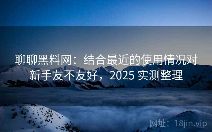 聊聊黑料网：结合最近的使用情况对新手友不友好，2025 实测整理