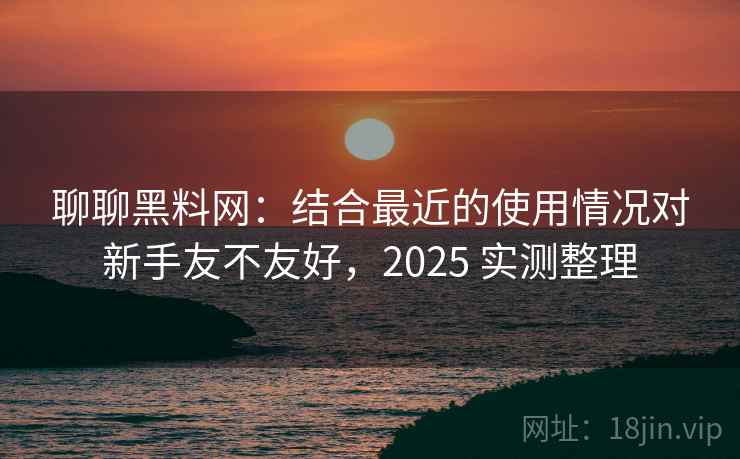 聊聊黑料网：结合最近的使用情况对新手友不友好，2025 实测整理